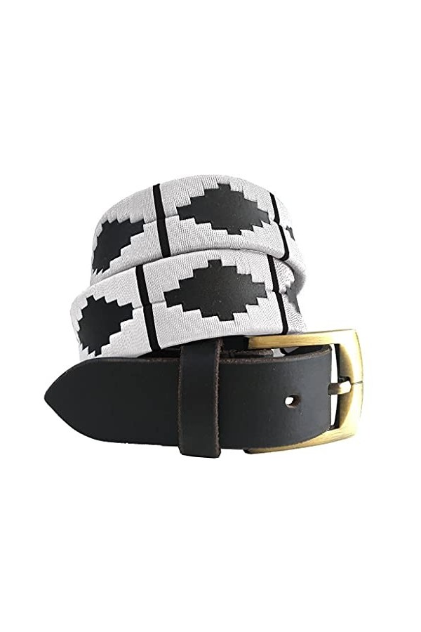 CARLOS DIAZ Ceinture Unisexe en Cuir Marron Premium Pour Hommes pour Femmes Polo de Créateur Brodé 80 cm/ 30-32 Inches 