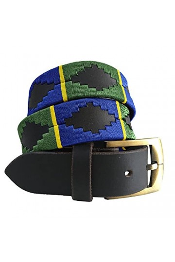 CARLOS DIAZ Ceinture Unisexe en Cuir Marron Premium Pour Hommes pour Femmes Polo de Créateur Brodé 85 cm/ 32-34 Inches 