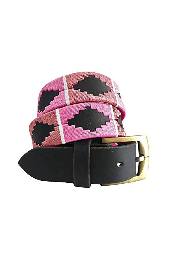 CARLOS DIAZ Ceinture Unisexe en Cuir Marron Premium Pour Hommes pour Femmes Polo de Créateur Brodé 105 cm / 42-44 Inches 