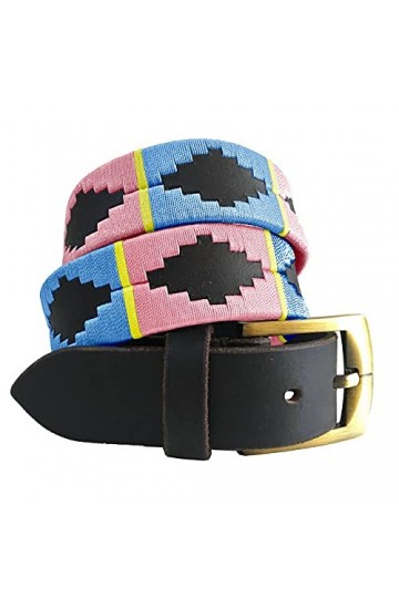 CARLOS DIAZ Ceinture Unisexe en Cuir Marron Premium Pour Hommes pour Femmes Polo de Créateur Brodé 105 cm / 42-44 Inches 