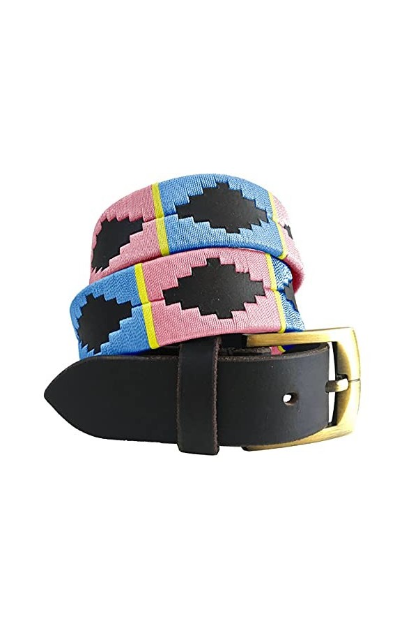 CARLOS DIAZ Ceinture Unisexe en Cuir Marron Premium Pour Hommes pour Femmes Polo de Créateur Brodé 105 cm / 42-44 Inches 