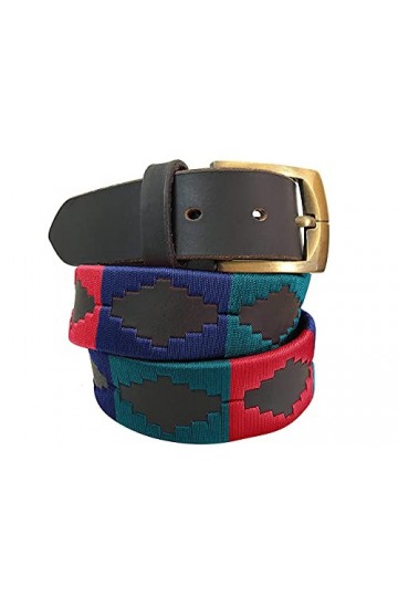 CARLOS DIAZ Ceinture Unisexe en Cuir Marron Premium Pour Hommes pour Femmes Polo de Créateur Brodé 105 cm / 42-44 Inches 