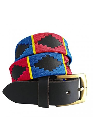 CARLOS DIAZ Ceinture Unisexe en Cuir Marron Premium Pour Hommes pour Femmes Polo de Créateur Brodé 90 cm / 34-36 Inches 