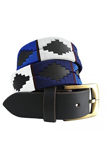 CARLOS DIAZ Ceinture Unisexe en Cuir Marron Premium Pour Hommes pour Femmes Polo de Créateur Brodé 85 cm/ 32-34 Inches 