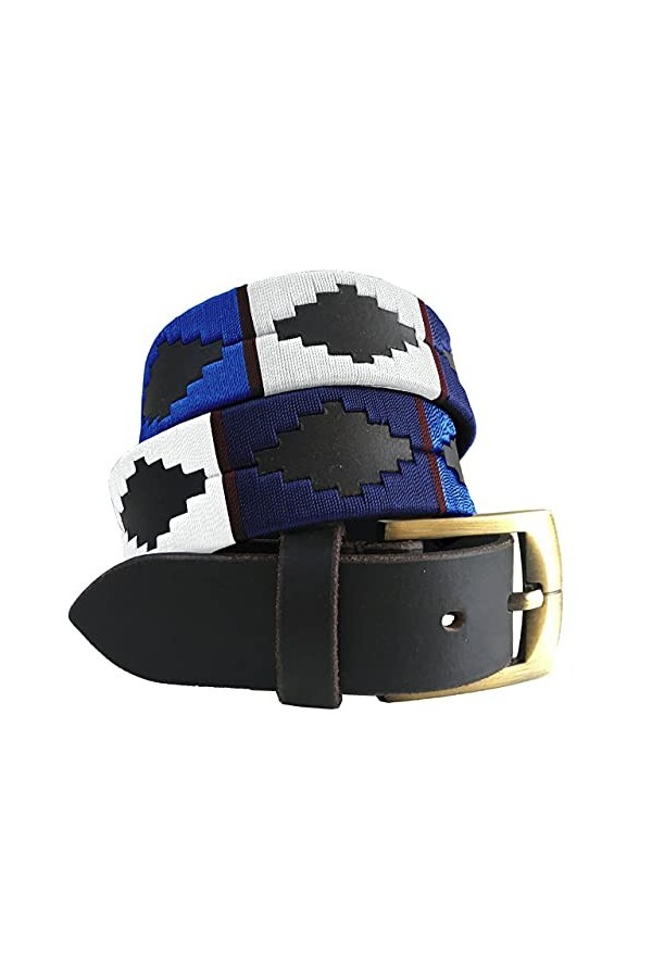 CARLOS DIAZ Ceinture Unisexe en Cuir Marron Premium Pour Hommes pour Femmes Polo de Créateur Brodé 85 cm/ 32-34 Inches 