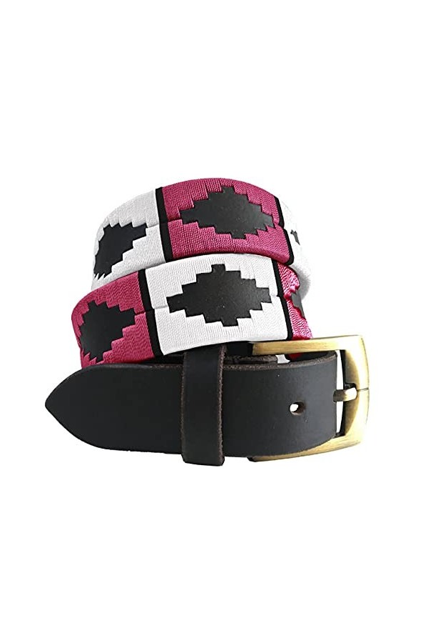 CARLOS DIAZ Ceinture Unisexe en Cuir Marron Premium Pour Hommes pour Femmes Polo de Créateur Brodé 105 cm / 42-44 Inches 