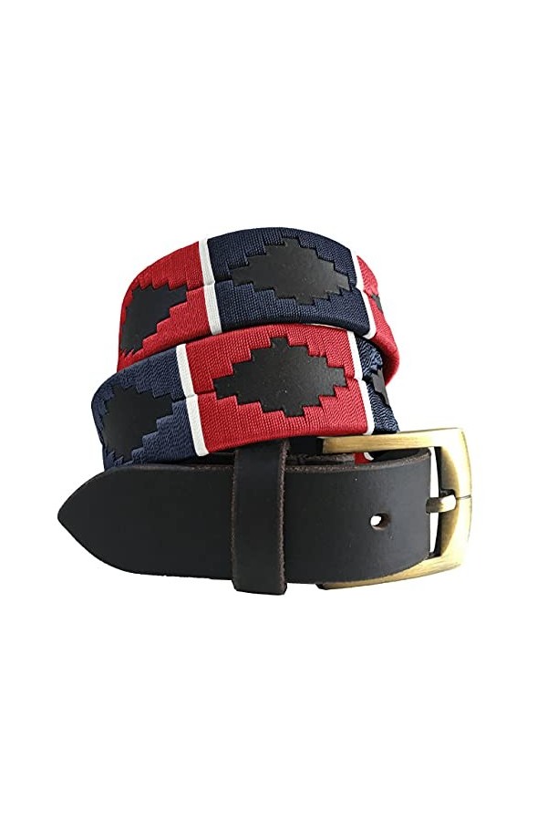 CARLOS DIAZ Ceinture Unisexe en Cuir Marron Premium Pour Hommes pour Femmes Polo de Créateur Brodé 105 cm / 42-44 Inches 