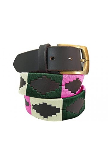 CARLOS DIAZ Ceinture Unisexe en Cuir Marron Premium Pour Hommes pour Femmes Polo de Créateur Brodé 105 cm / 42-44 Inches 