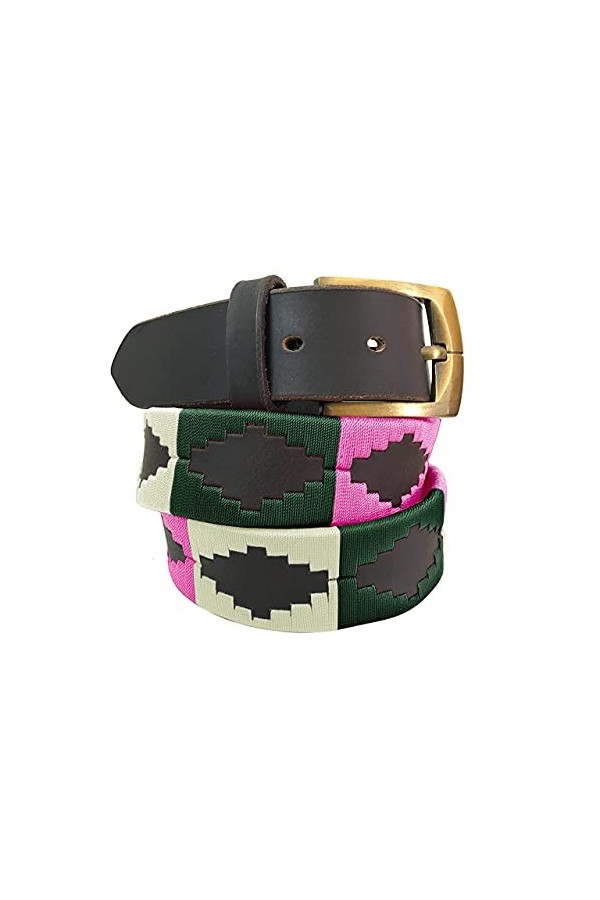 CARLOS DIAZ Ceinture Unisexe en Cuir Marron Premium Pour Hommes pour Femmes Polo de Créateur Brodé 105 cm / 42-44 Inches 