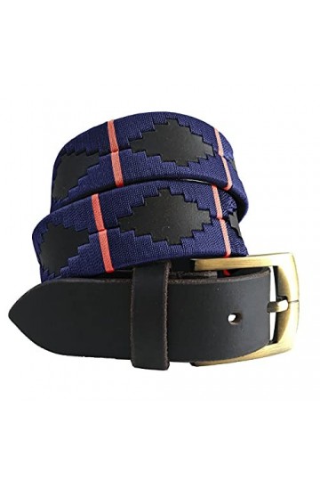 CARLOS DIAZ Ceinture Unisexe en Cuir Marron Premium Pour Hommes pour Femmes Polo de Créateur Brodé 90 cm / 34-36 Inches 