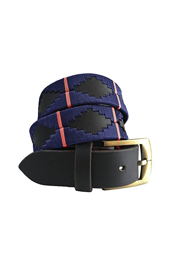 CARLOS DIAZ Ceinture Unisexe en Cuir Marron Premium Pour Hommes pour Femmes Polo de Créateur Brodé 90 cm / 34-36 Inches 