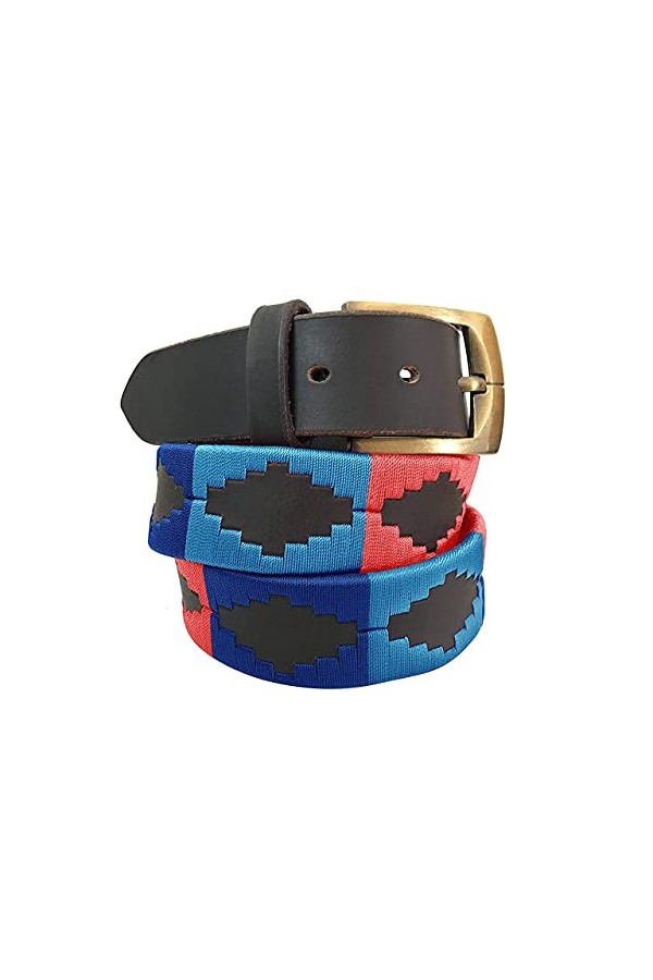 CARLOS DIAZ Ceinture Unisexe en Cuir Marron Premium Pour Hommes pour Femmes Polo de Créateur Brodé 95 cm / 36-38 Inches 