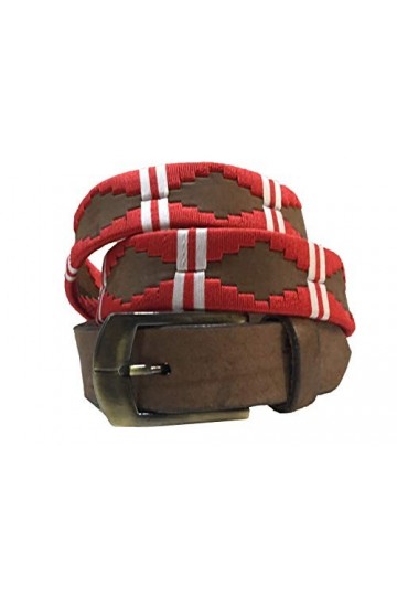 CARLOS DIAZ Ceinture Unisexe en Cuir Marron Premium Pour Hommes pour Femmes Polo de Créateur Brodé 105 cm / 42-44 Inches 