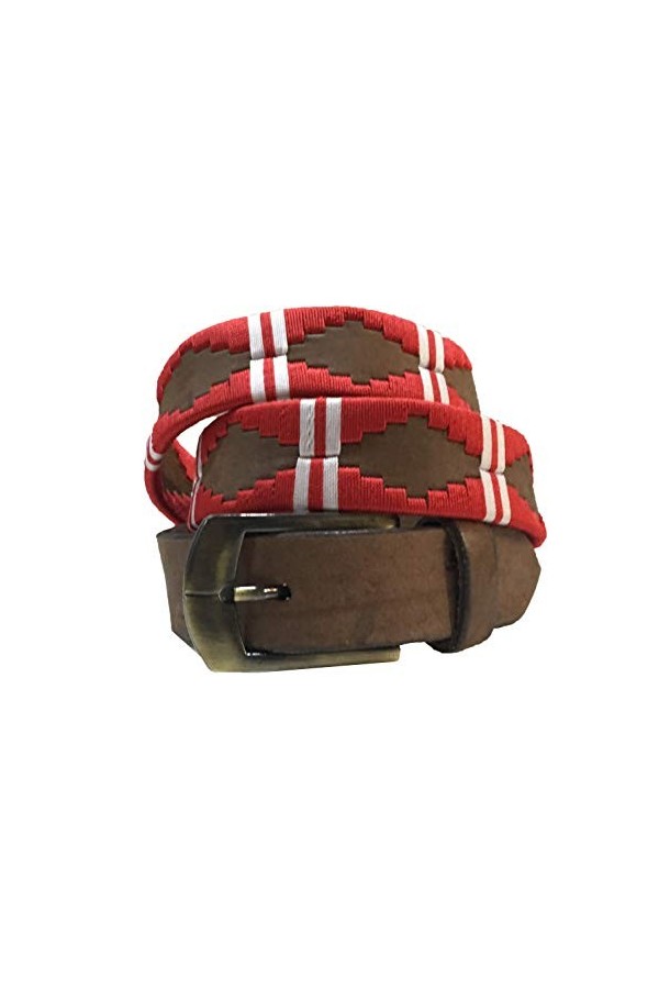 CARLOS DIAZ Ceinture Unisexe en Cuir Marron Premium Pour Hommes pour Femmes Polo de Créateur Brodé 105 cm / 42-44 Inches 