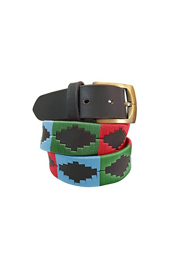 CARLOS DIAZ Ceinture Unisexe en Cuir Marron Premium Pour Hommes pour Femmes Polo de Créateur Brodé 100 cm / 40-42 Inches 