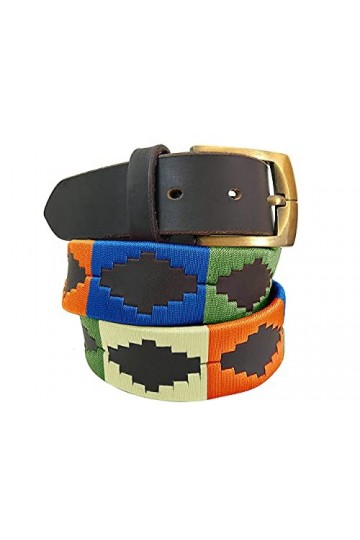 CARLOS DIAZ Ceinture Unisexe en Cuir Marron Premium Pour Hommes pour Femmes Polo de Créateur Brodé 105 cm / 42-44 Inches 