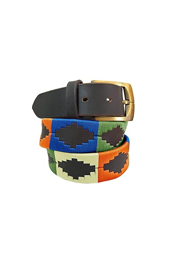 CARLOS DIAZ Ceinture Unisexe en Cuir Marron Premium Pour Hommes pour Femmes Polo de Créateur Brodé 105 cm / 42-44 Inches 