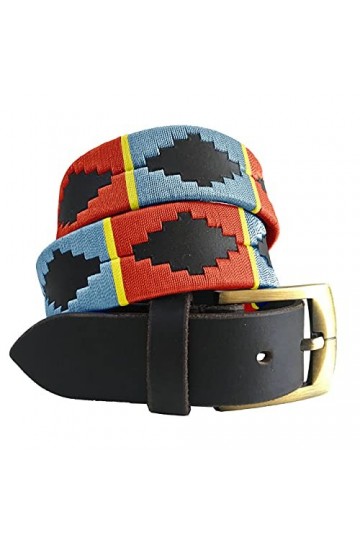 CARLOS DIAZ Ceinture Unisexe en Cuir Marron Premium Pour Hommes pour Femmes Polo de Créateur Brodé 105 cm / 42-44 Inches 