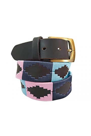 CARLOS DIAZ Ceinture Unisexe en Cuir Marron Premium Pour Hommes pour Femmes Polo de Créateur Brodé 105 cm / 42-44 Inches 