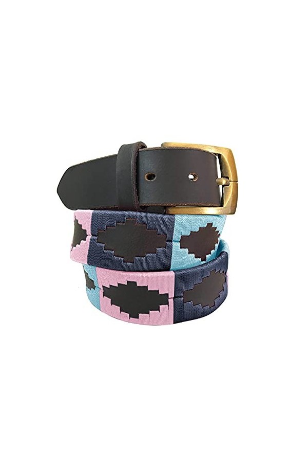 CARLOS DIAZ Ceinture Unisexe en Cuir Marron Premium Pour Hommes pour Femmes Polo de Créateur Brodé 105 cm / 42-44 Inches 