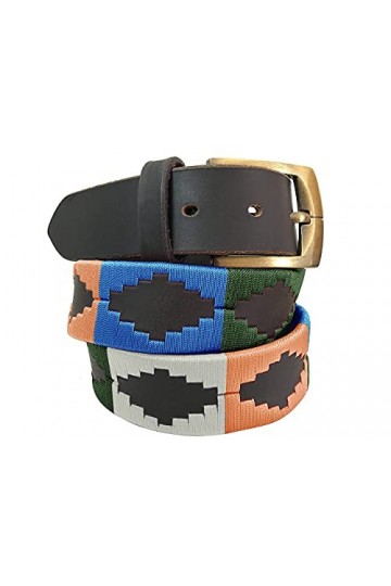 CARLOS DIAZ Ceinture Unisexe en Cuir Marron Premium Pour Hommes pour Femmes Polo de Créateur Brodé 90 cm / 34-36 Inches 