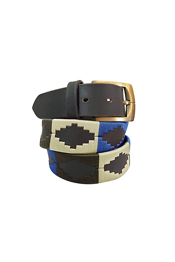 CARLOS DIAZ Ceinture Unisexe en Cuir Marron Premium Pour Hommes pour Femmes Polo de Créateur Brodé 105 cm / 42-44 Inches 