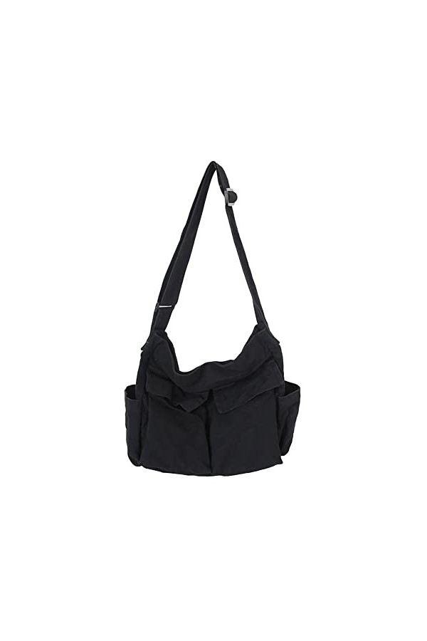 HIMS Sac à bandoulière rétro grande capacité messenger bag hobo sac messenger en toile avec plusieurs poches sac décontractés