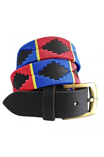 CARLOS DIAZ Ceinture Unisexe en Cuir Marron Premium Pour Hommes pour Femmes Polo de Créateur Brodé 105 cm / 42-44 Inches 