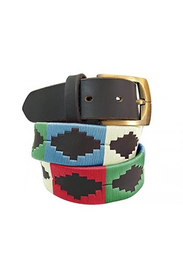 CARLOS DIAZ Ceinture Unisexe en Cuir Marron Premium Pour Hommes pour Femmes Polo de Créateur Brodé 105 cm / 42-44 Inches 