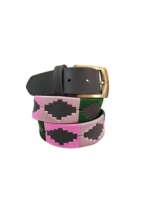 CARLOS DIAZ Ceinture Unisexe en Cuir Marron Premium Pour Hommes pour Femmes Polo de Créateur Brodé 105 cm / 42-44 Inches 