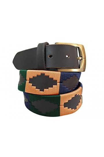 CARLOS DIAZ Ceinture Unisexe en Cuir Marron Premium Pour Hommes pour Femmes Polo de Créateur Brodé 105 cm / 42-44 Inches 