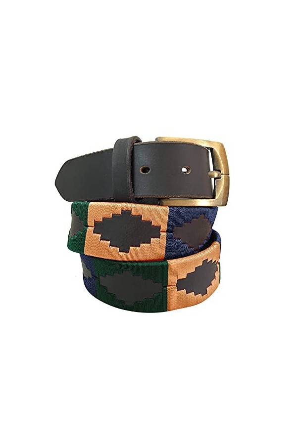 CARLOS DIAZ Ceinture Unisexe en Cuir Marron Premium Pour Hommes pour Femmes Polo de Créateur Brodé 105 cm / 42-44 Inches 