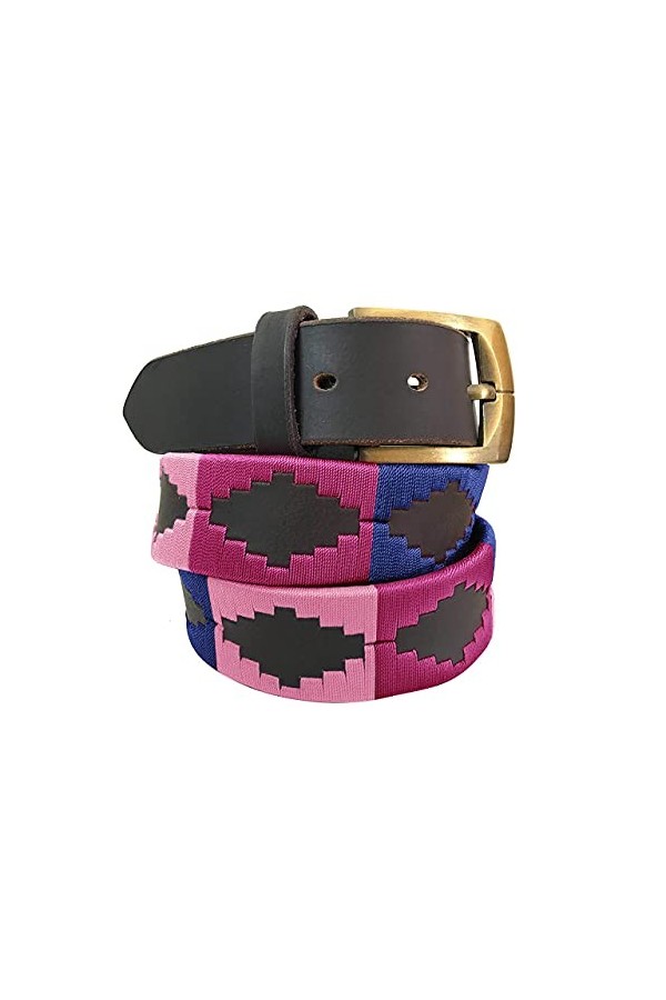 CARLOS DIAZ Ceinture Unisexe en Cuir Marron Premium Pour Hommes pour Femmes Polo de Créateur Brodé 105 cm / 42-44 Inches 