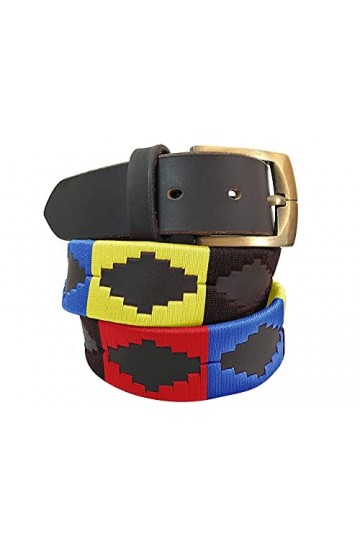 CARLOS DIAZ Ceinture Unisexe en Cuir Marron Premium Pour Hommes pour Femmes Polo de Créateur Brodé 105 cm / 42-44 Inches 