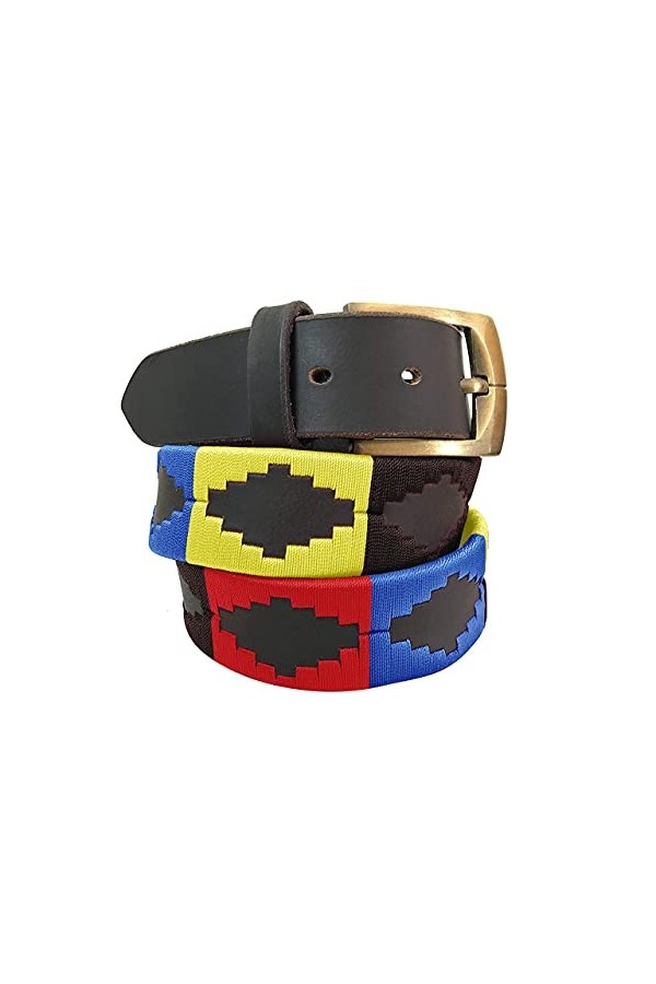 CARLOS DIAZ Ceinture Unisexe en Cuir Marron Premium Pour Hommes pour Femmes Polo de Créateur Brodé 105 cm / 42-44 Inches 