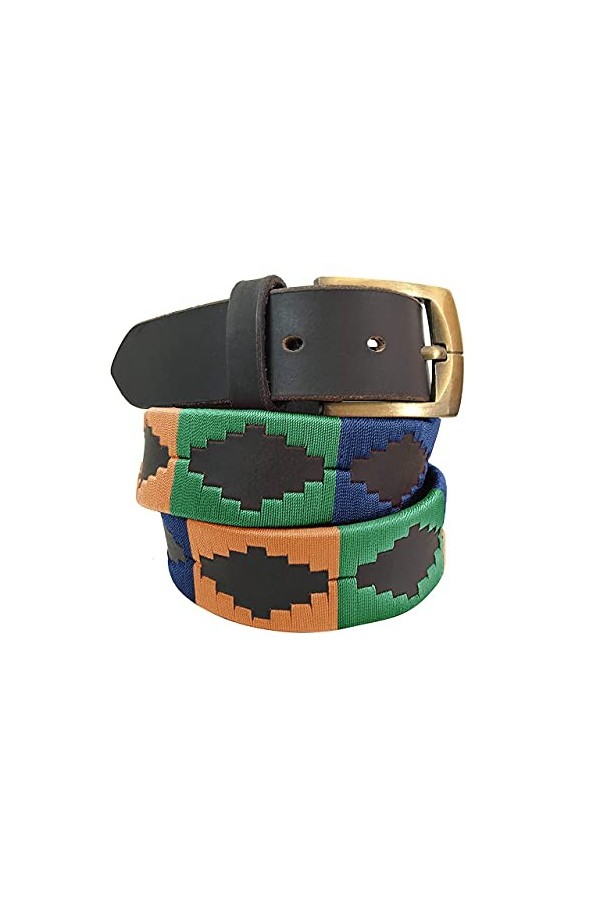 CARLOS DIAZ Ceinture Unisexe en Cuir Marron Premium Pour Hommes pour Femmes Polo de Créateur Brodé 95 cm / 36-38 Inches 