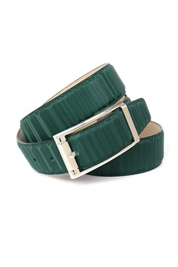 Anthoni Crown Ledergürtel Ceinture, Grün, 75 Femme