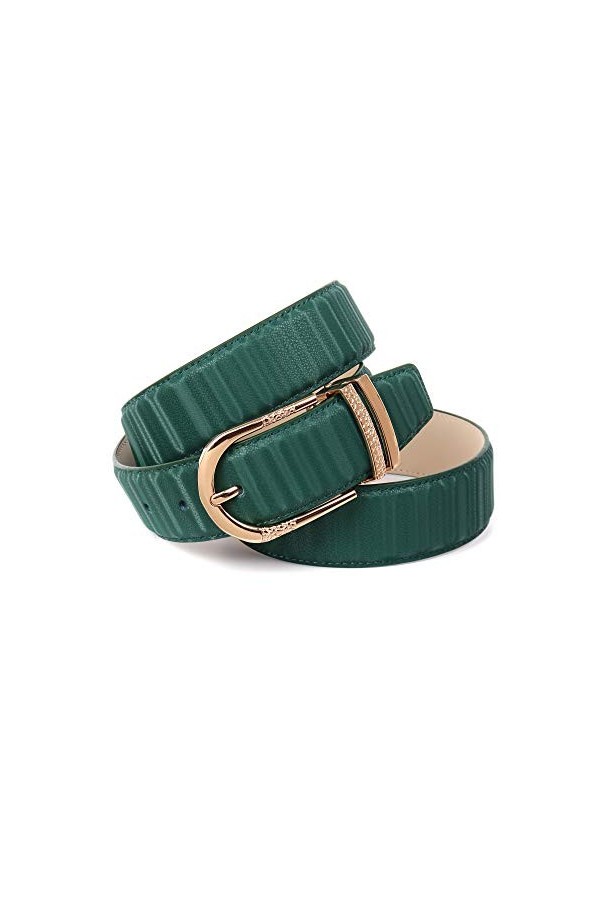 Anthoni Crown Ledergürtel Ceinture, Grün, 75 Femme