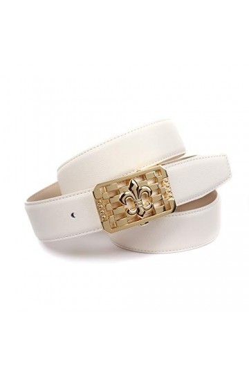 Anthoni Crown Ledergürtel Ceinture, Blanc, 80 cm Femme