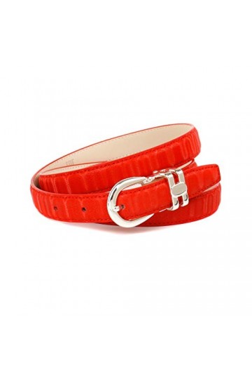 Anthoni Crown Ledergürtel Ceinture, Rouge, 85 cm Femme