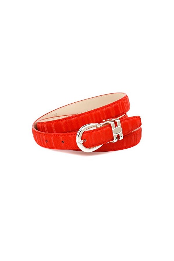 Anthoni Crown Ledergürtel Ceinture, Rouge, 85 cm Femme