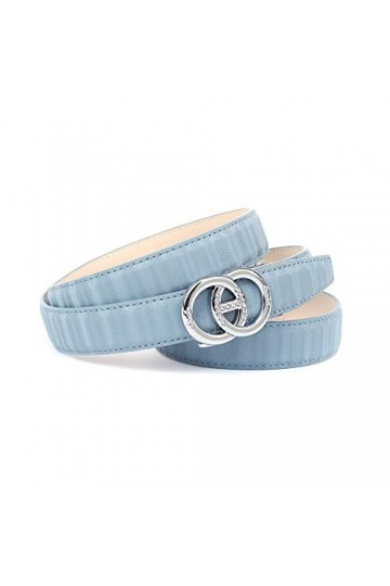 Anthoni Crown Ledergürtel Ceinture, Bleu Ciel, 95 cm Femme