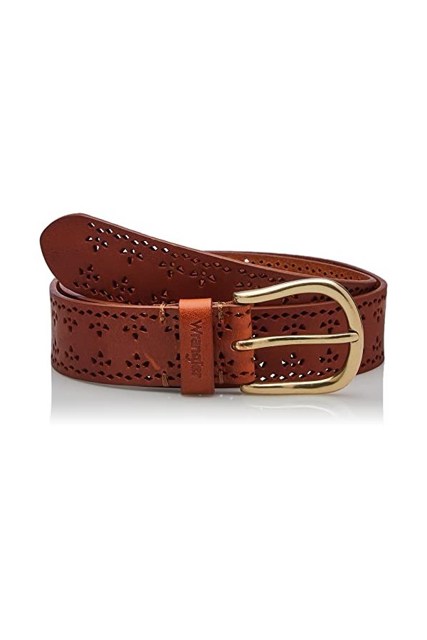 Wrangler Perforated Belt Ceinture, Cognac, W85 / L00 aux Femmes