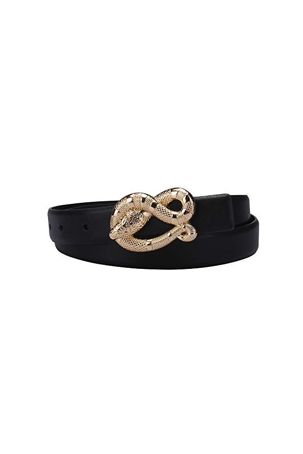 Jessica Simpson Ceinture à boucle serpent tendance pour femme, Noir, XL