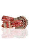 Ceinture En Strass for Femme Western Cowgirl Cowboy Ceinture En Cuir Clouté for Pantalon En Jean Color : Red, Size : 115cm