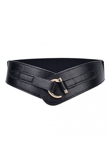 Ceinture en cuir pour femme - Large ceinture élastique - Ceinture extensible - Ceinture corset