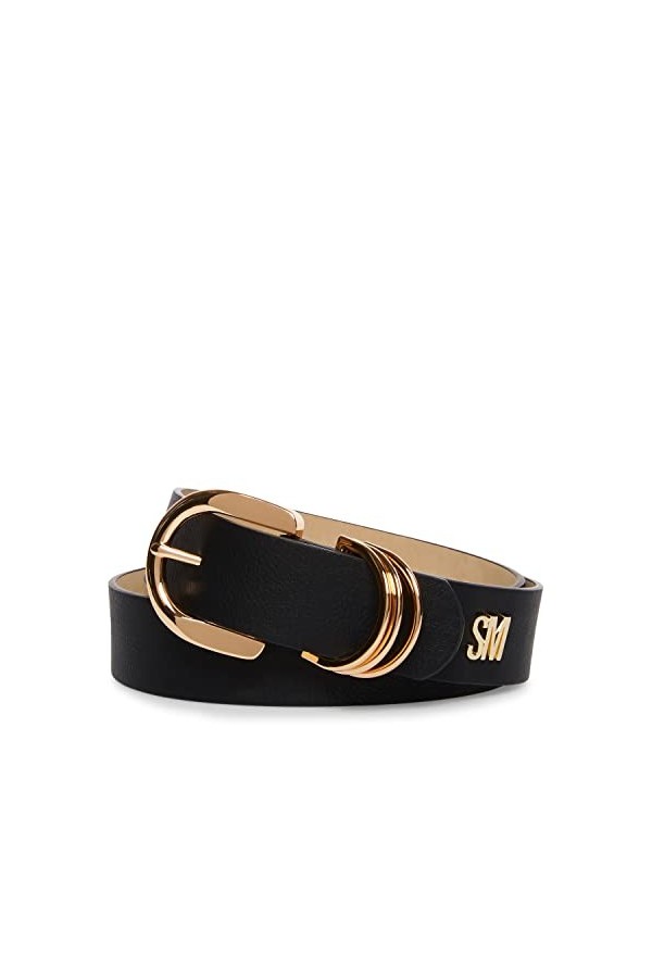 Steve Madden Ceinture avec Logo Multi-Anneaux Noir, Femme
