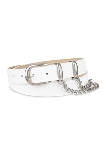 Dickies Womens Leather Casual Belt, White Chain, Large