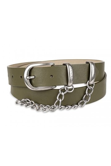 Dickies Womens Leather Casual Belt, Olive Chain, Large