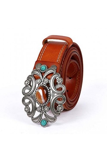 ZIQIDONGLAI Ceinture en Cuir Cloutée Boucle avec gaufrée décorative Ceinture en Cuir de Femmes et d Hommes de Ceinture Unise